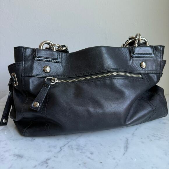 Coach Black Leather Shoulder Bag Peyton 14522 – Chain Strap Y2K Carryall - Picture 3 of 16